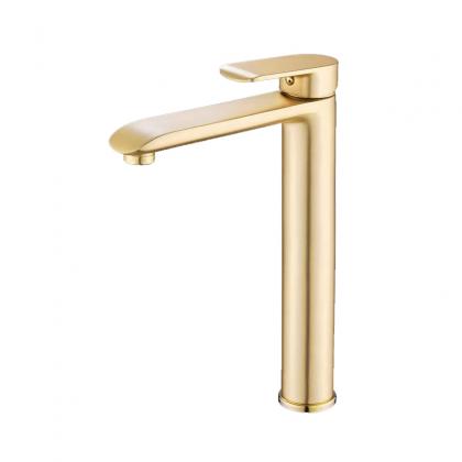 golden color tall basin faucets