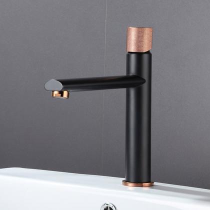 Matte black golden handle basin faucets mixer